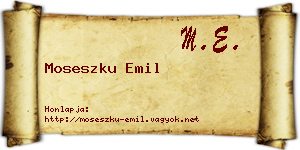 Moseszku Emil névjegykártya